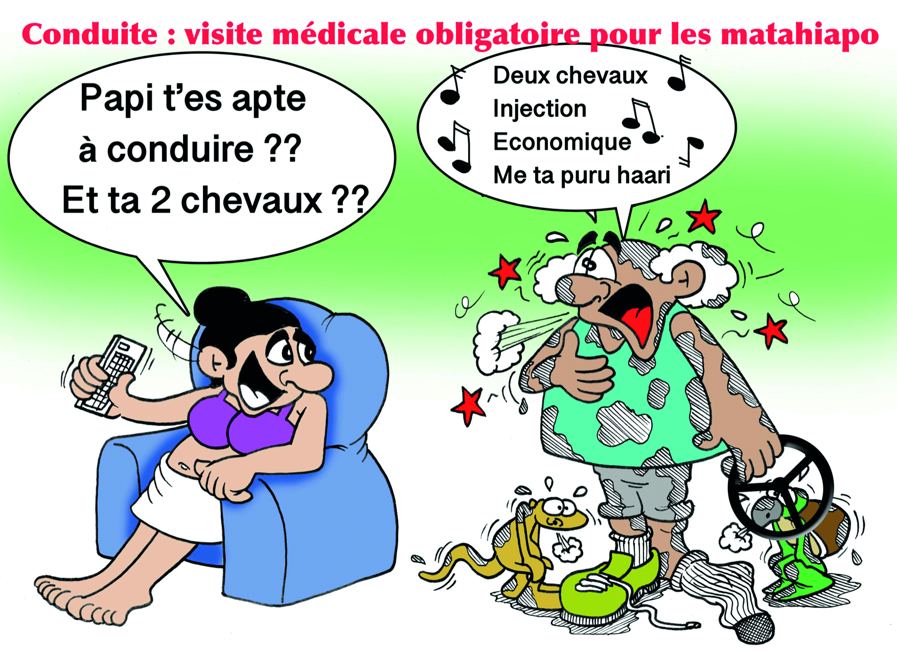 " Conduite : Visite médicale obligatoire pour les matahiapo " vu par Munoz