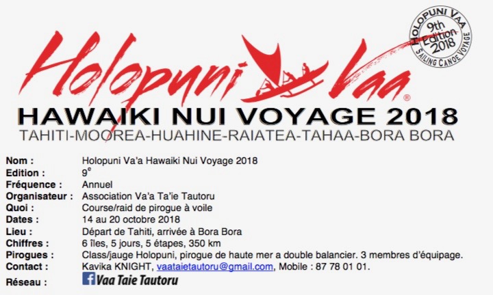 Holopuni Va'a - Hawaiki Nui Voyage 2018 : L'aventure démarre dimanche