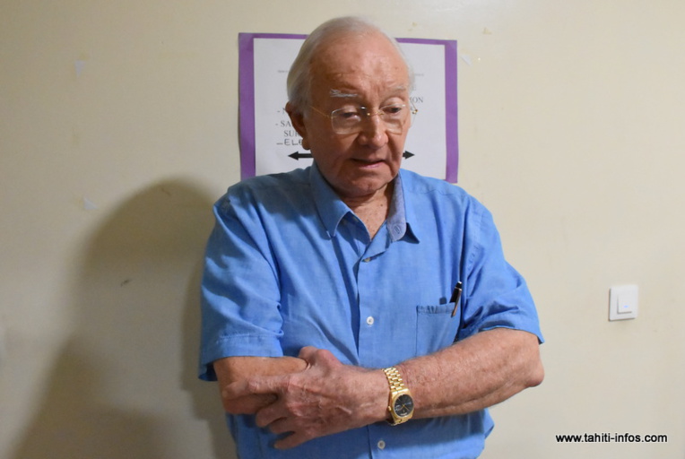 Gaston Flosse, le 24 janvier à l’annonce de la confirmation de son inéligibilité jusqu’au 23 juillet 2019.