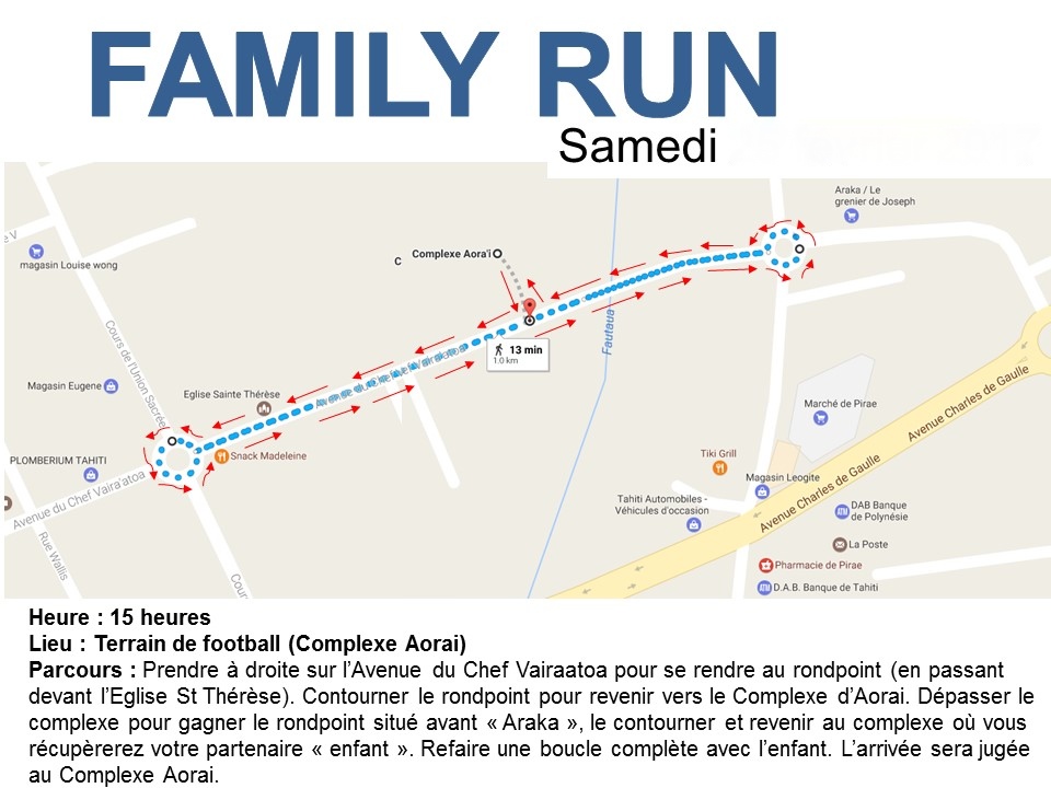 Le plan de la course "Family Run".