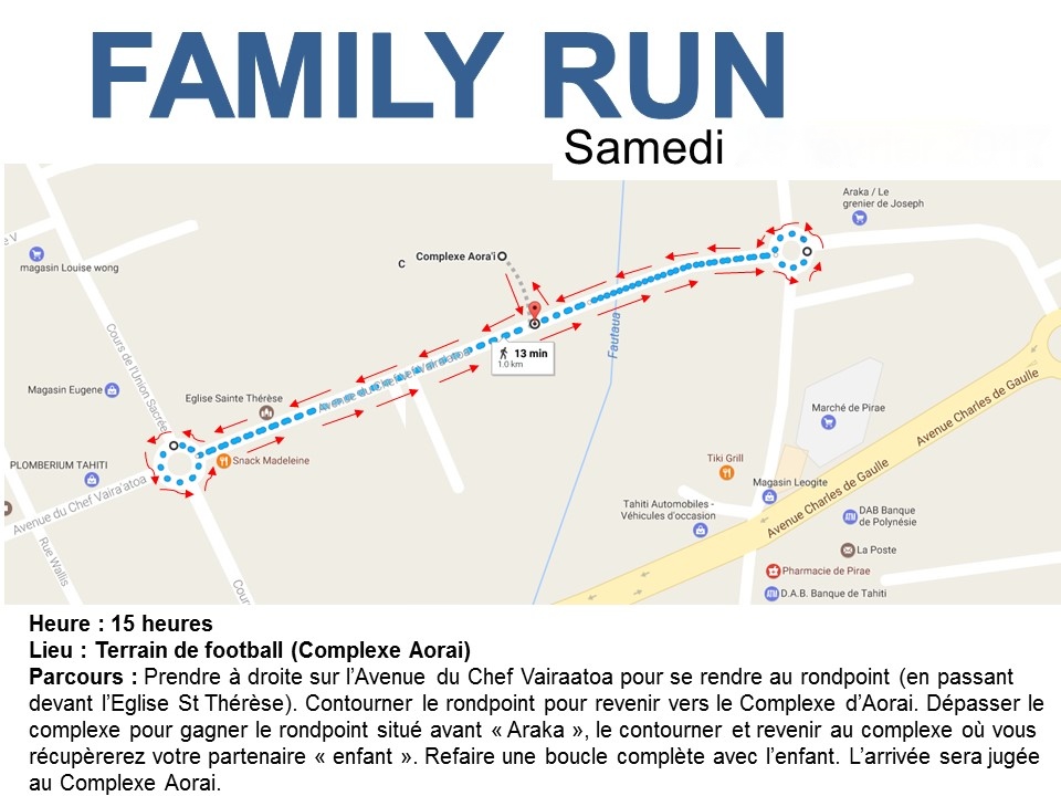 Le plan de la course "Family Run".