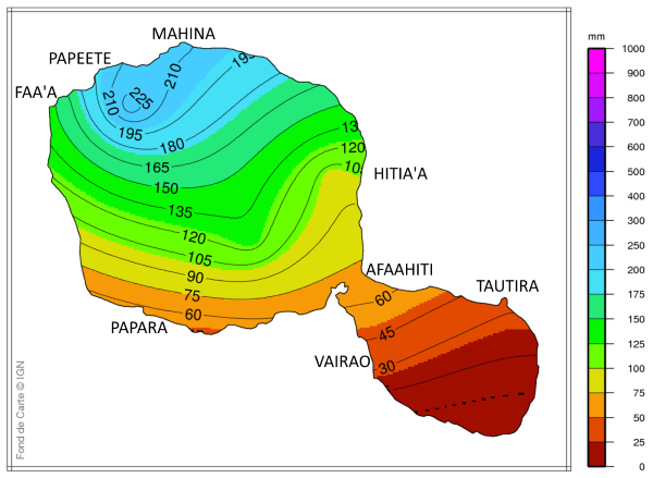 La presqu'île et la côte sud de Tahiti  ainsi que les Iles Sous Le Vent ont été relativement épargnées par les fortes pluies.