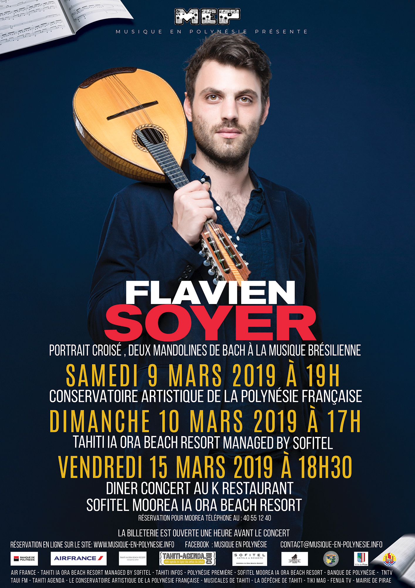 Flavien Soyer, mandoliniste, invité par Musique en Polynésie
