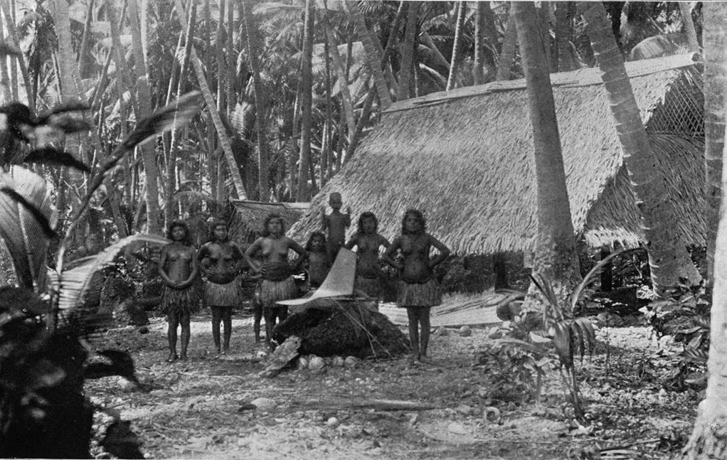 Quelques femmes de Nauru dans leur cocoteraie ; pour elles, l’arrivée des Allemands fut synonyme de retour au calme ; c’en était fini de dix ans de terreur.
