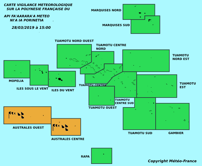 Vigilance orange aux Australes pour des fortes pluies et des vents violents