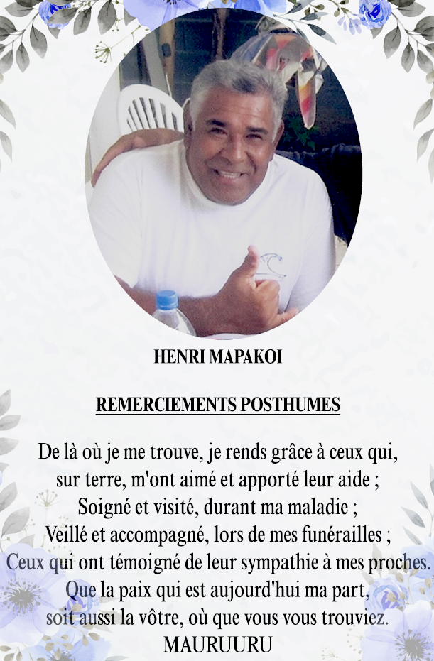 Remerciements posthumes Famille MAPAKOI