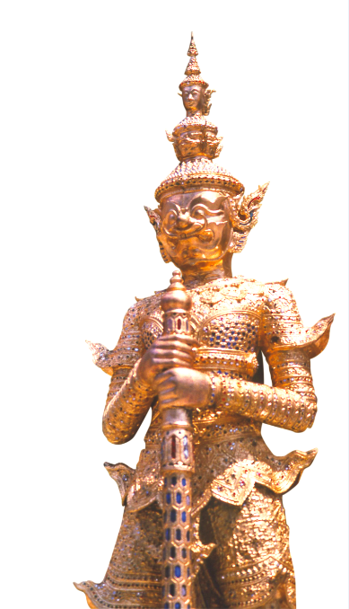 Un gardien du temple, « yaksha » armé d’une massue ornée de pierreries.