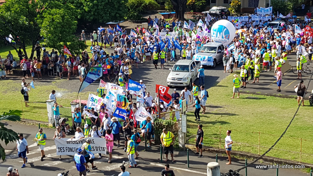 Plus d'un millier de grévistes dans les rues de Papeete ce jeudi