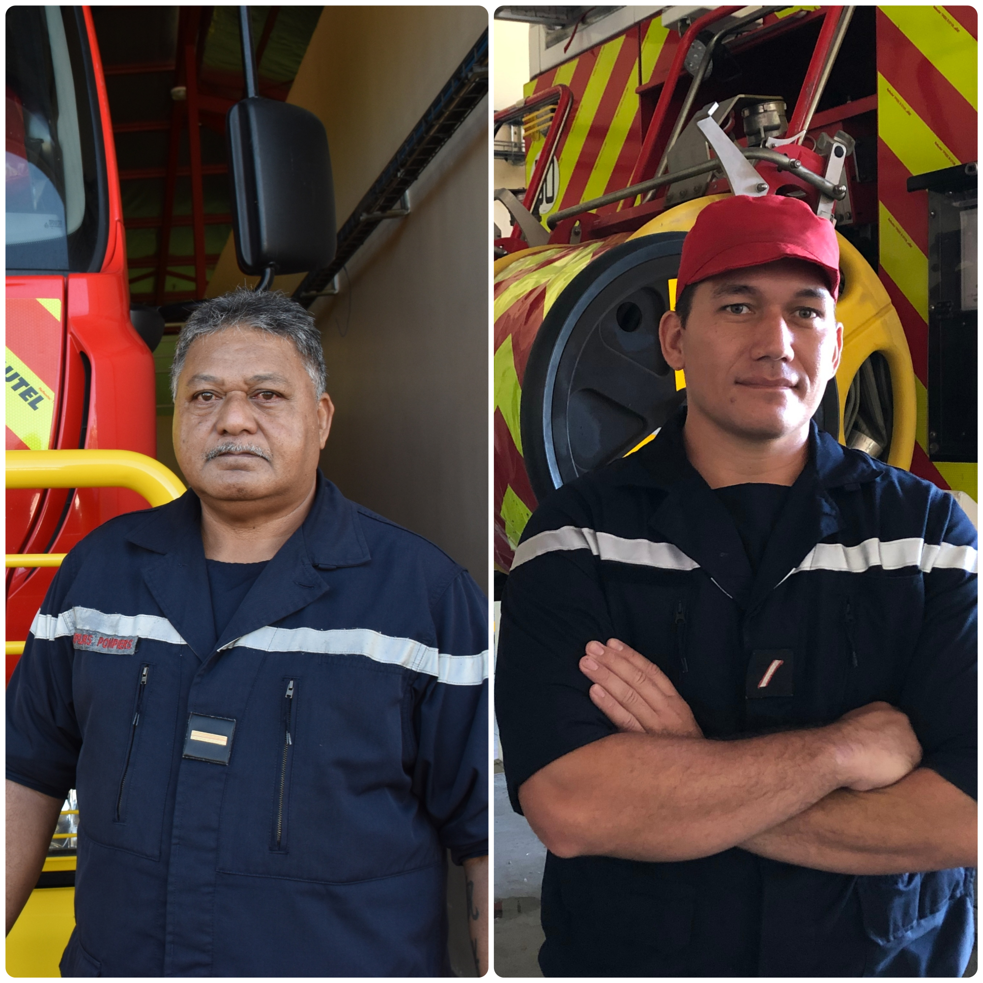 Roger Fuller, adjoint au chef de corps de la caserne de Paea, et Robert Urima chef de garde par intérim de la même caserne.