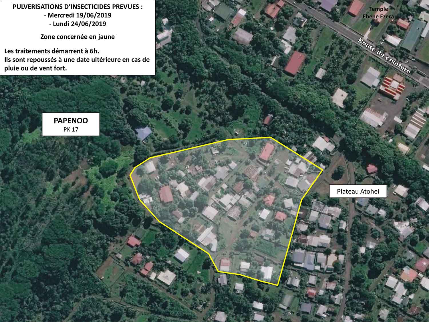 Des pulvérisations d'insecticide à Hitia'a o Te Ra 