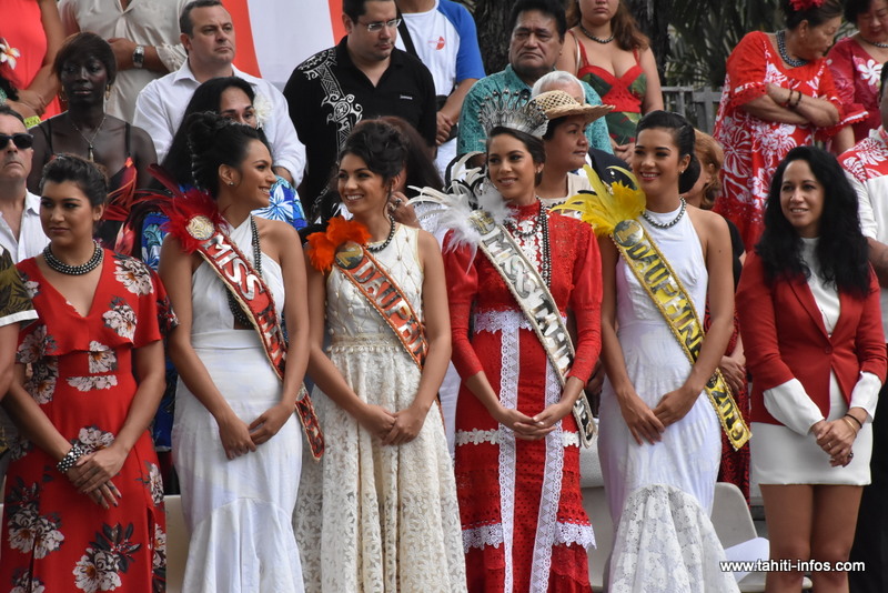 Miss Tahiti 2019 et ses dauphines étaient de la fête, samedi.