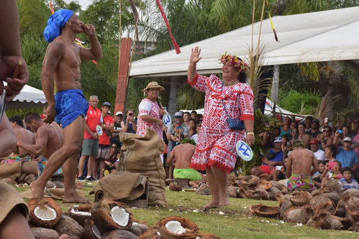 Steeve Maruae (Maupiti), champion du Monde 2019 de l’épreuve du coprah en individuel.