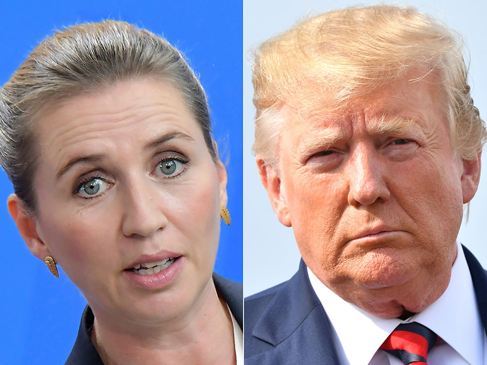 La Première ministre du Danemark, Mette Frederiksen et le président des Etats-Unis, Donald Trump.