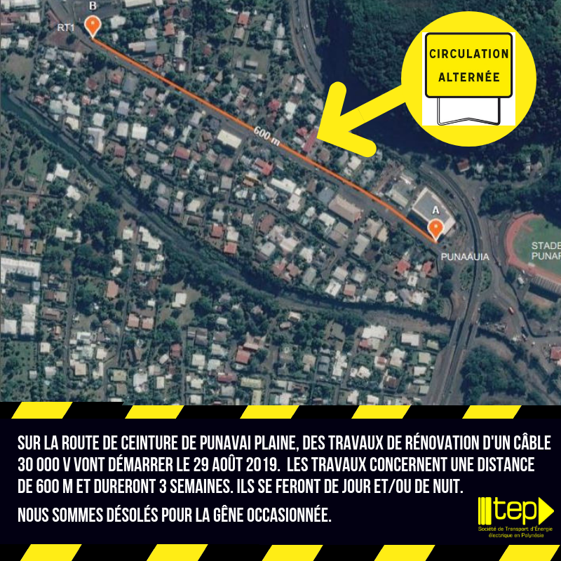 Circulation alternée sur la route de ceinture au PK 14 