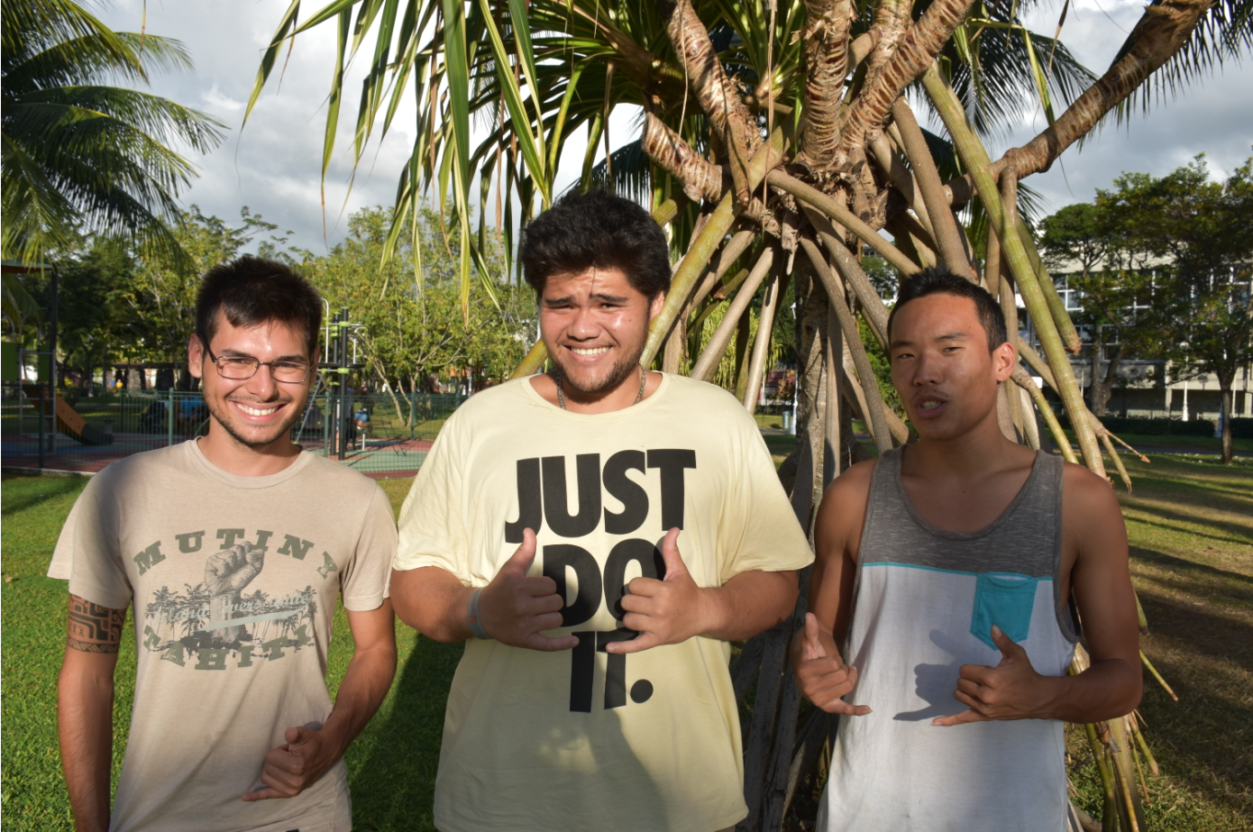 Trois des quatre mousquetaires de l'épopée climatique : Antoine, Heimanu et Jason.