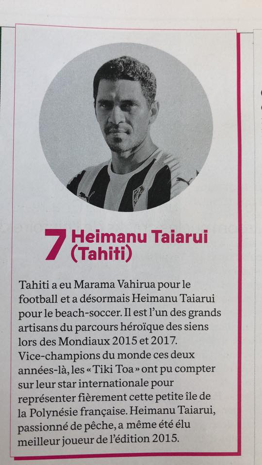Taiarui, « légende du beach soccer » pour France Football