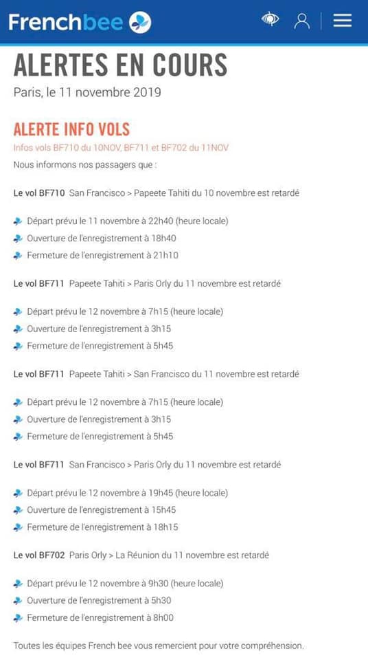 Les vols de French Bee "reportés de 24 heures"
