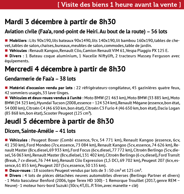 Voitures, utilitaires et mobiliers à saisir aux enchères