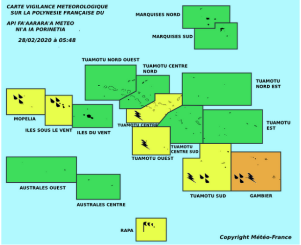 De fortes pluies attendues en Polynésie