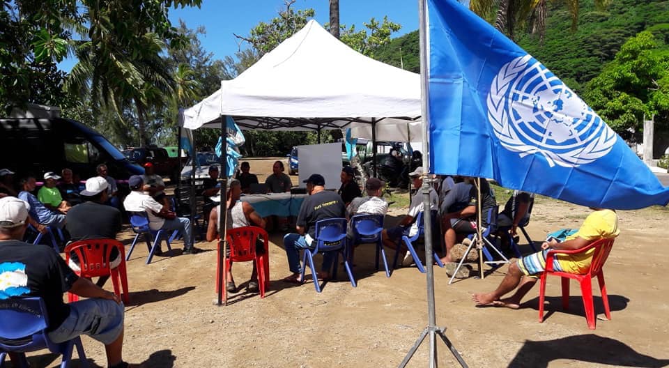 Le drapeau de l'ONU était brandi haut par la liste Tavini Huiraatira no Moorea-Maiao. Elle échoue à quelques voix.