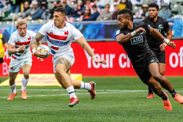 Teiva Jacquelain sous le maillot de l'équipe de France de rugby à 7.