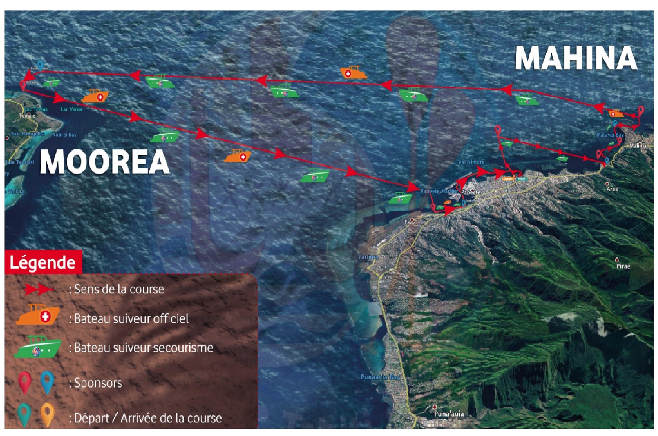 "C'est un parcours où il faut être complet. Il y a de la remontée, du calme et pas uniquement que du surf comme c'est le cas à Molokai. On a voulu réunir sur cette course toutes les conditions. Quand tu gagnes la Vodafone Channel Race tu es un vrai ‘aito", insiste Patrick Moux, vice-président de Vodafone Polynésie.