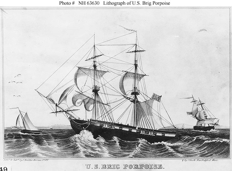 L’USS Porpoise, un brick de 230 tonneaux, qui revint au port de New-York.