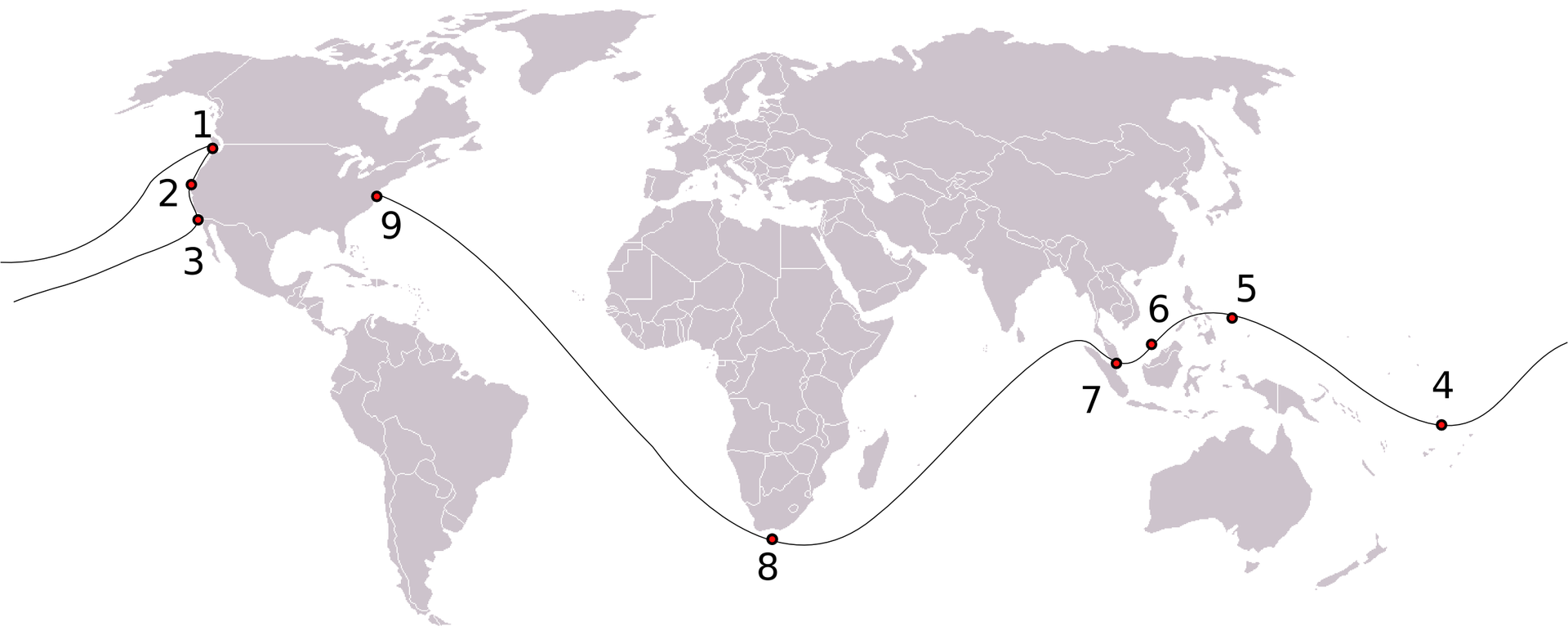 Le trajet retour de cette expédition américaine.