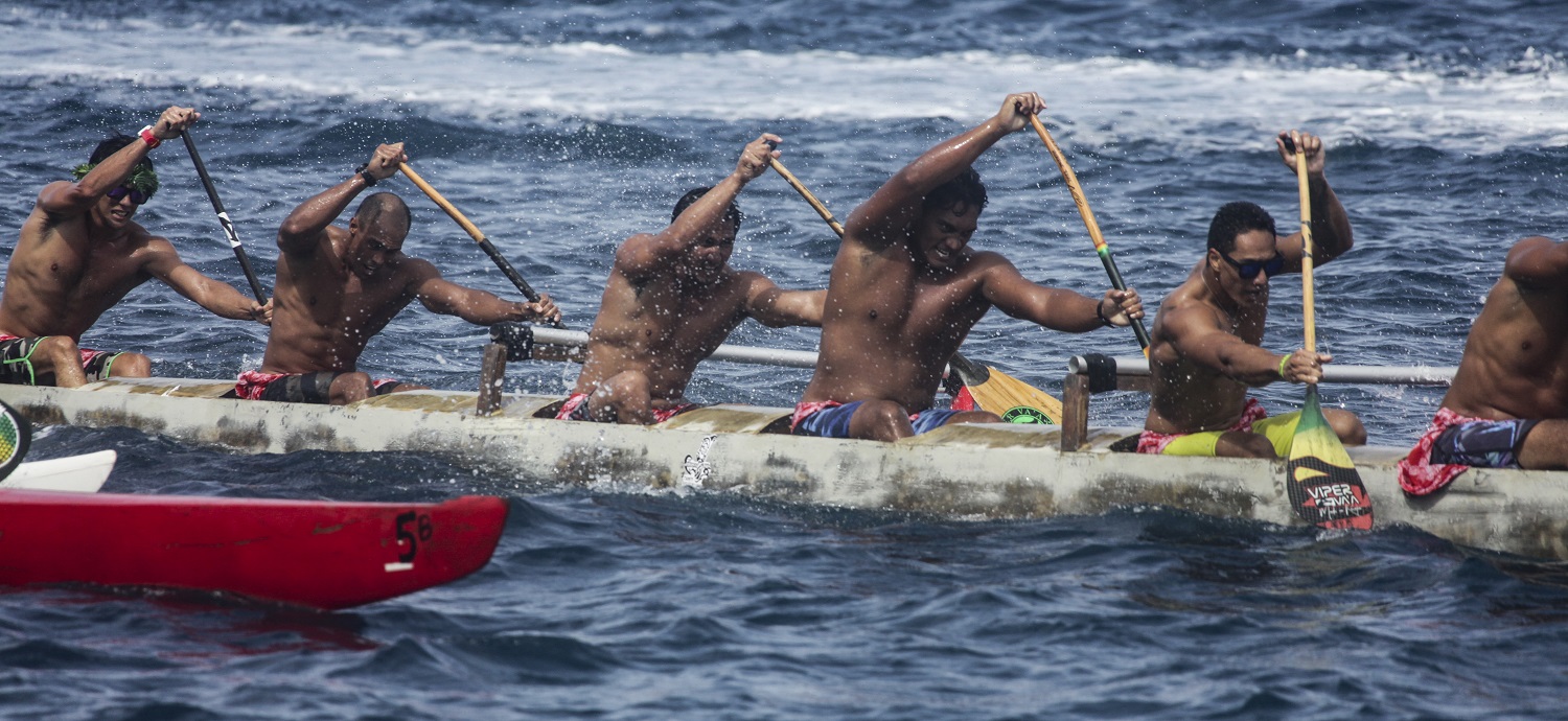 Le Team Mataiea, barré par Manutea Millon, a livré une belle bagarre avec Air Tahiti Va'a dans la course V6.