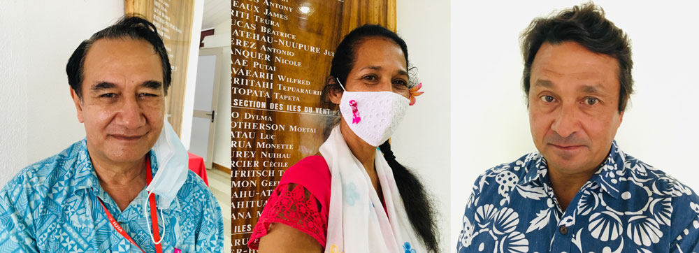 Antony Géros, Teura Iriti et Nuihau Laurey, jeudi à Tarahoi.