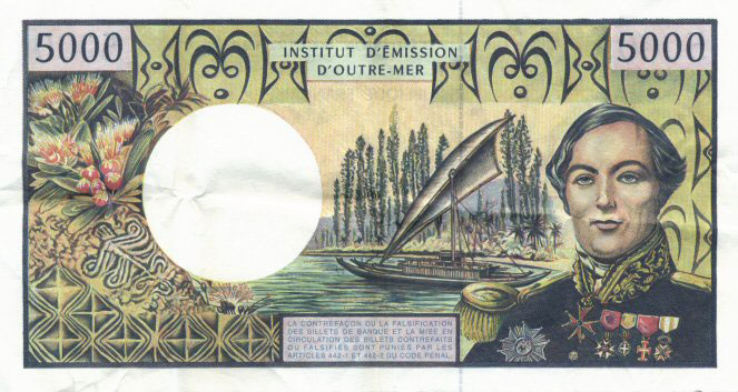 Sur nos billets de 5 000 Fcfp, c’est l’amiral Fébvrier Despointes qui avait été mis à l’honneur dans les territoires français du Pacifique.
