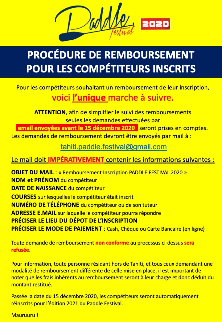 La 7ème édition du Paddle Festival reportée à 2021