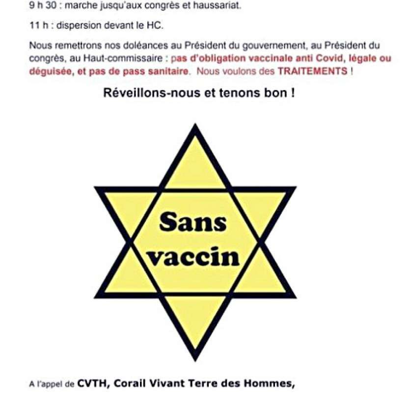 Indignation en N-Calédonie après l'utilisation de l'étoile jaune par des anti-vaccins