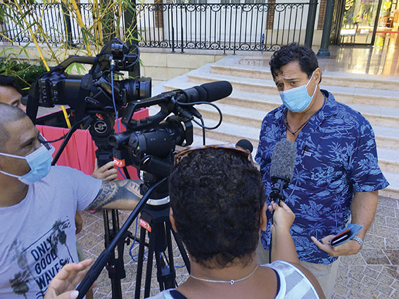 Patrick Galenon, le secrétaire général de la CSTP-FO, samedi à la présidence.