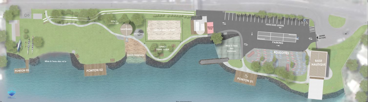 Le parc de Taapuna offre aujourd'hui plus de 8 000 mètres carrés d’emprise accessible au public en bord de mer, au PK 10,3.