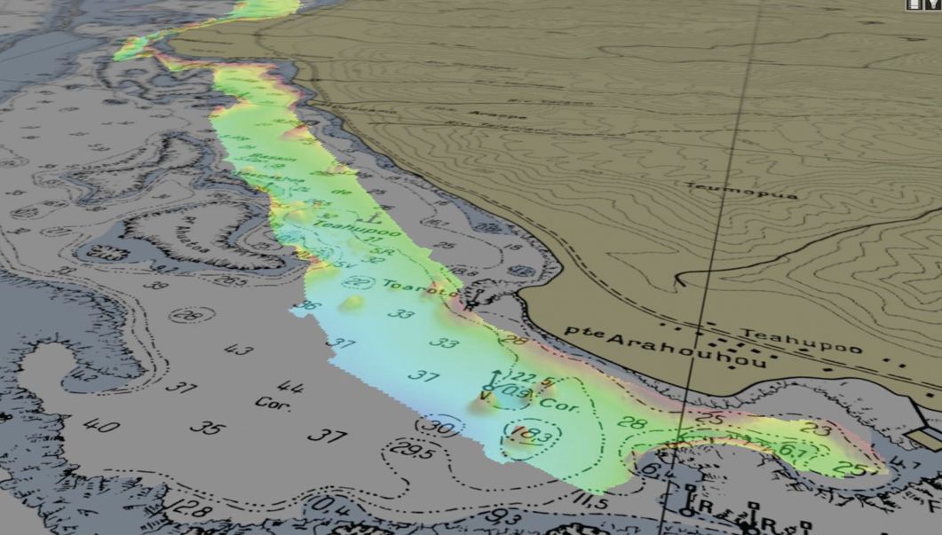 Le lagon de Teahupoo sous l'œil des hydrographes pour les JO 2024