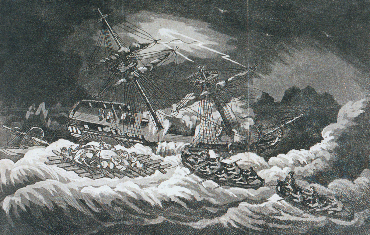 Le naufrage de l’Antelope vu à travers une illustration de l’époque. La goélette avait visité l’Amérique du Sud, la Nouvelle-Guinée, les Philippines et Macao avant de se faire drosser sur un récif de l’île d’Ulong aux Palaos, le 10 août 1783.