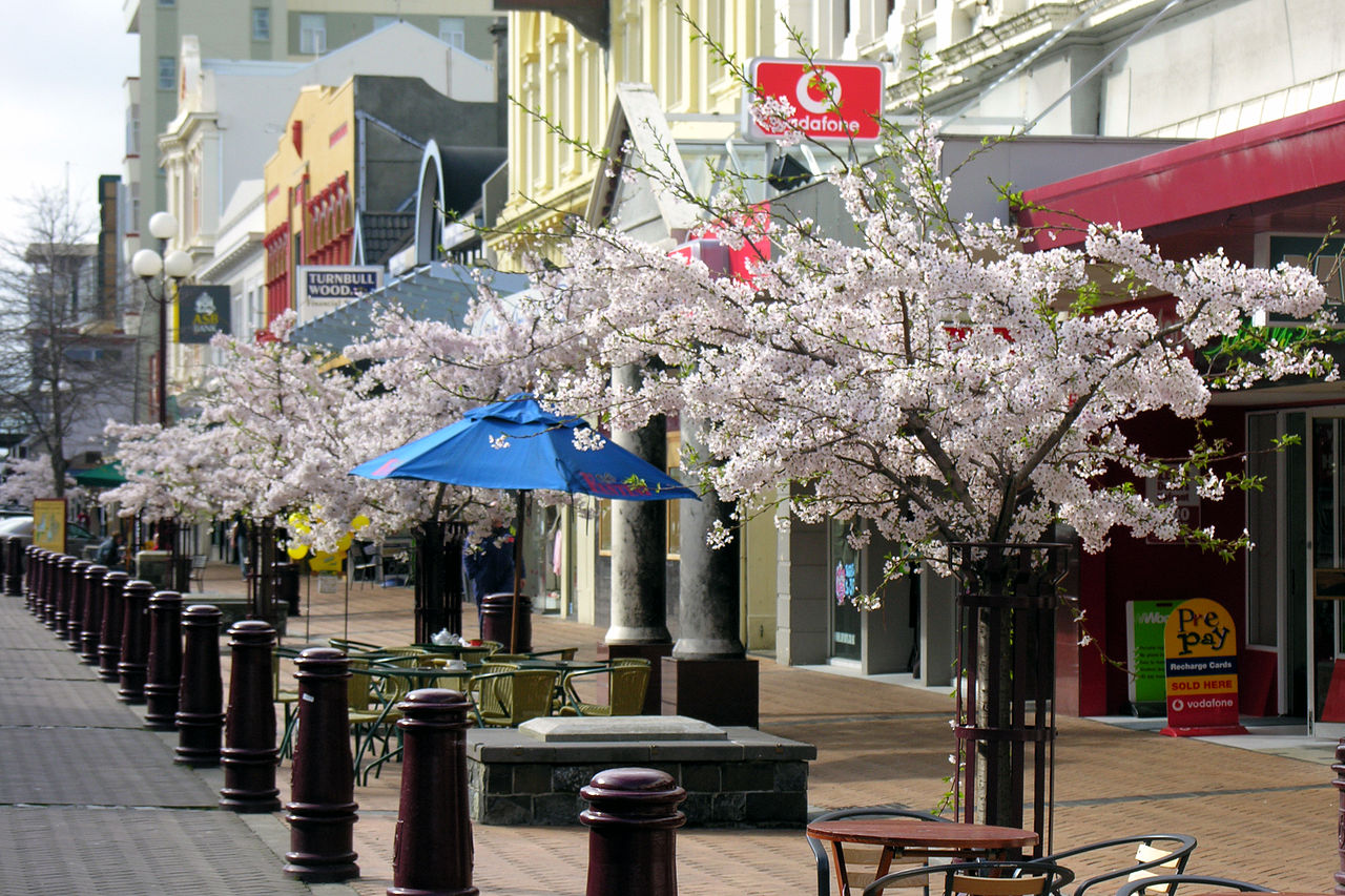 La rue Esk Street à Invercargill, ville la plus au sud de la Nouvelle-Zélande, où eut lieu la seule pendaison d’une femme dans ce pays.