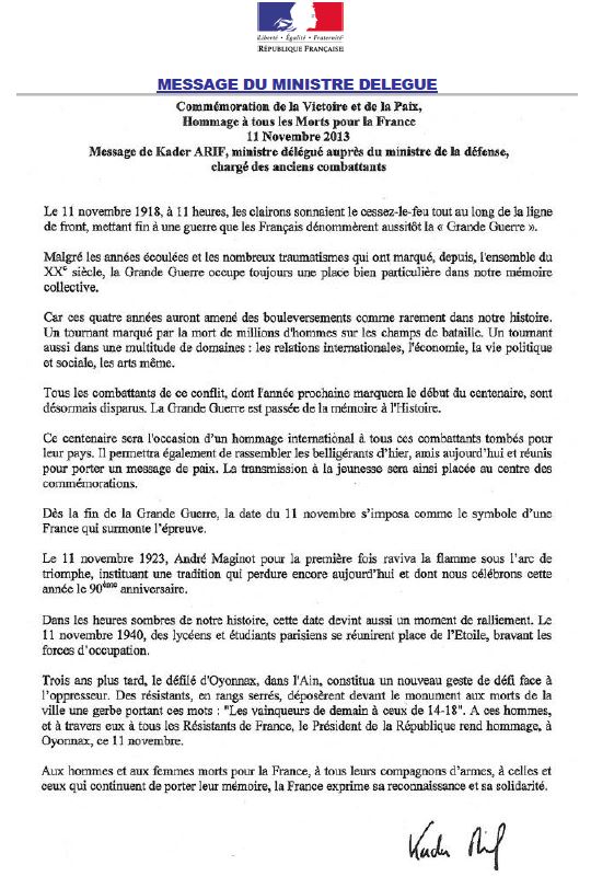 Lionel Beffre préside la 95ème anniversaire de l'Armistice de 1918 à Papeete
