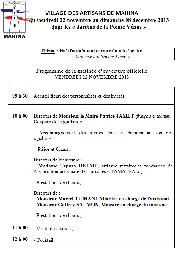 Mahina prépare sa "Quinzaine des artisans" à la Pointe Vénus