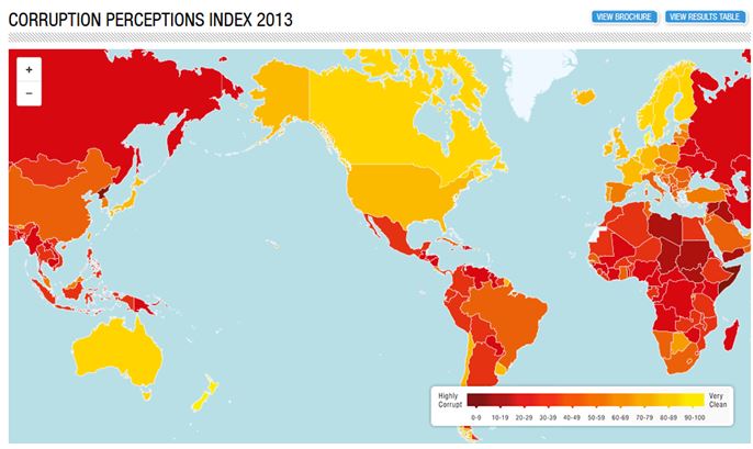 La carte de la perception de la corruption