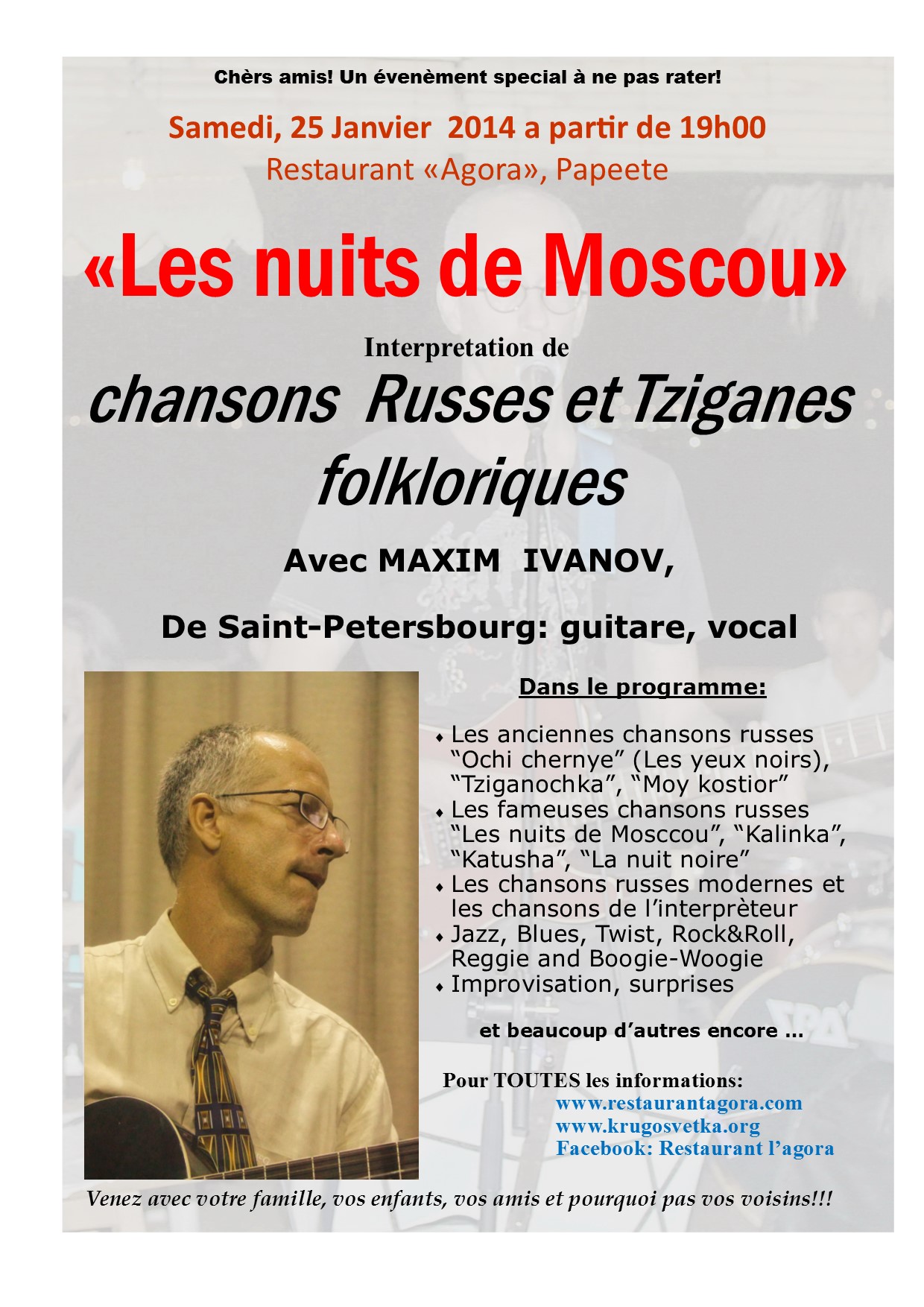 Soirée "Les nuits de Moscou" au Restaurant l'Agora Papeete
