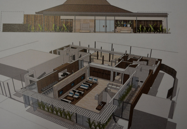 Une aérogare de luxe réservée à Air Tetiaroa  L’ancienne aérogare 2 réservée à Air Moorea est en cours de restauration. Elle accueillera prochainement les passagers qui doivent rejoindre l’hôtel Le Brando et voyageront à bord des avions d’Air Tetiaroa. Les travaux extérieurs ont été financés par ADT, mais c’est le groupe Tahiti Beachcomber qui assure l’aménagement intérieur pour respecter le très haut standing auquel sont habitués ces clients haut de gamme.