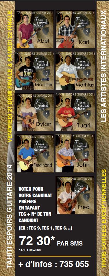 7ème Tahiti Festival Guitare : Votez pour votre espoir préféré
