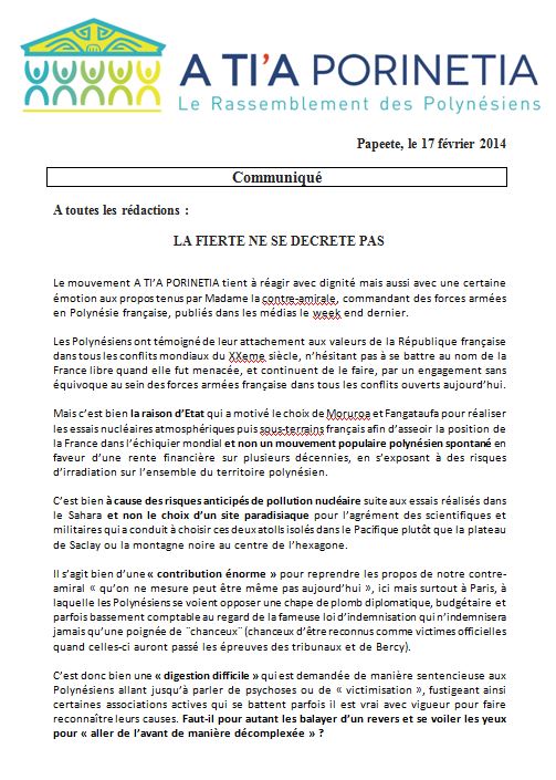 Communiqué ATP: "La fierté ne se décrète pas"