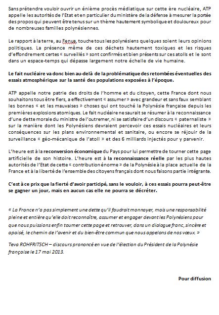 Communiqué ATP: "La fierté ne se décrète pas"