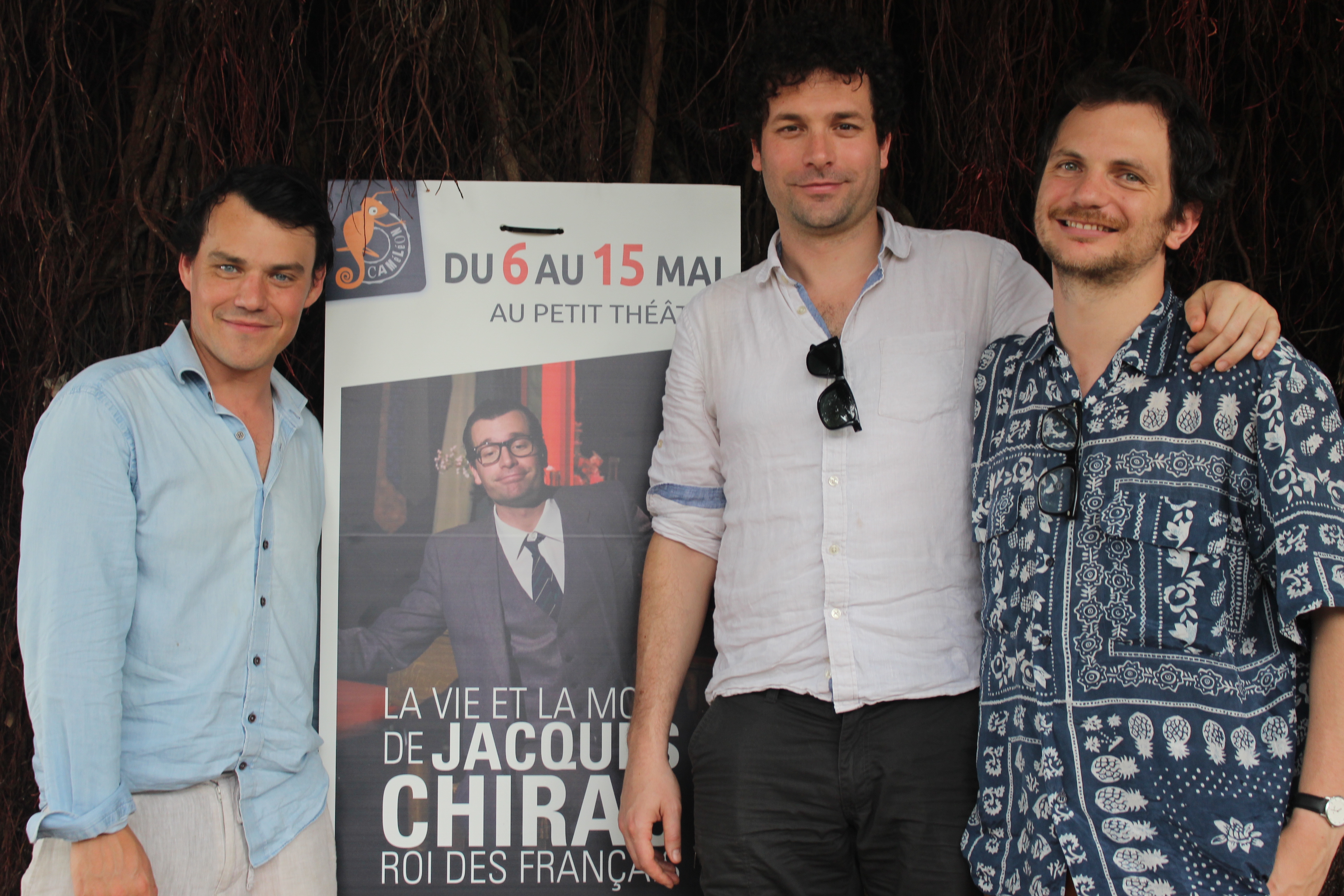 De gauche à droite : Clovis Fouin (acteur), Julien Campani (auteur et acteur) et Léo Cohen-Paperman (auteur et metteur en scène).