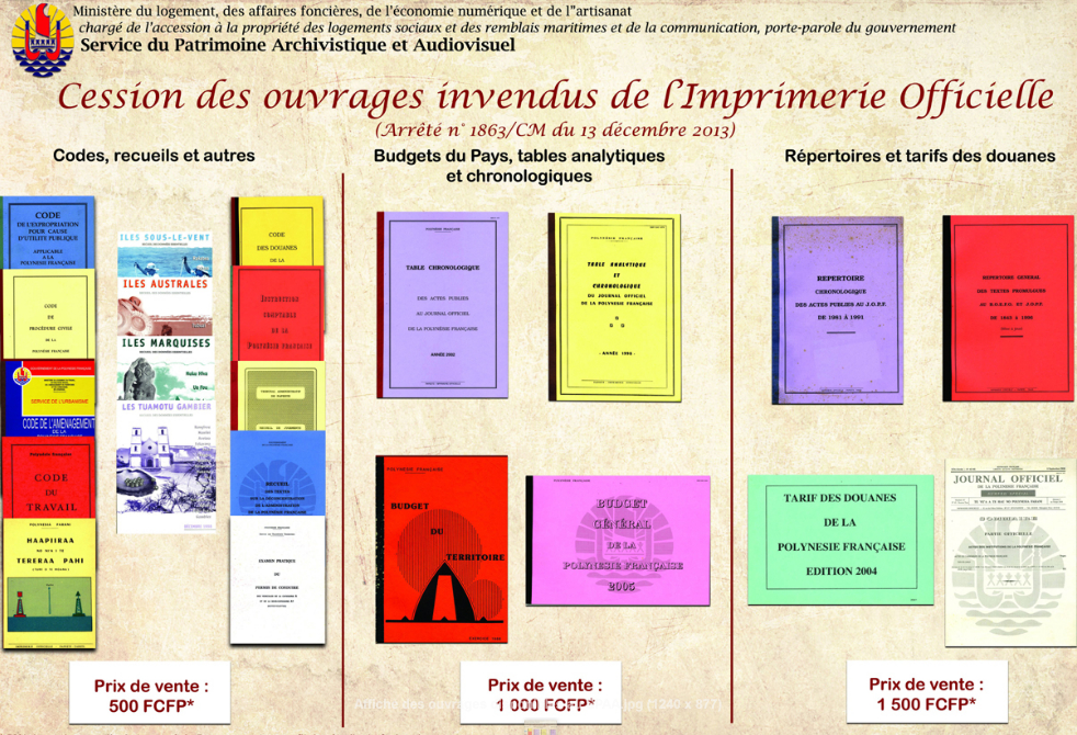 Au Service du patrimoine archivistique : anciennes publications de l’imprimerie officielle, disponibles.