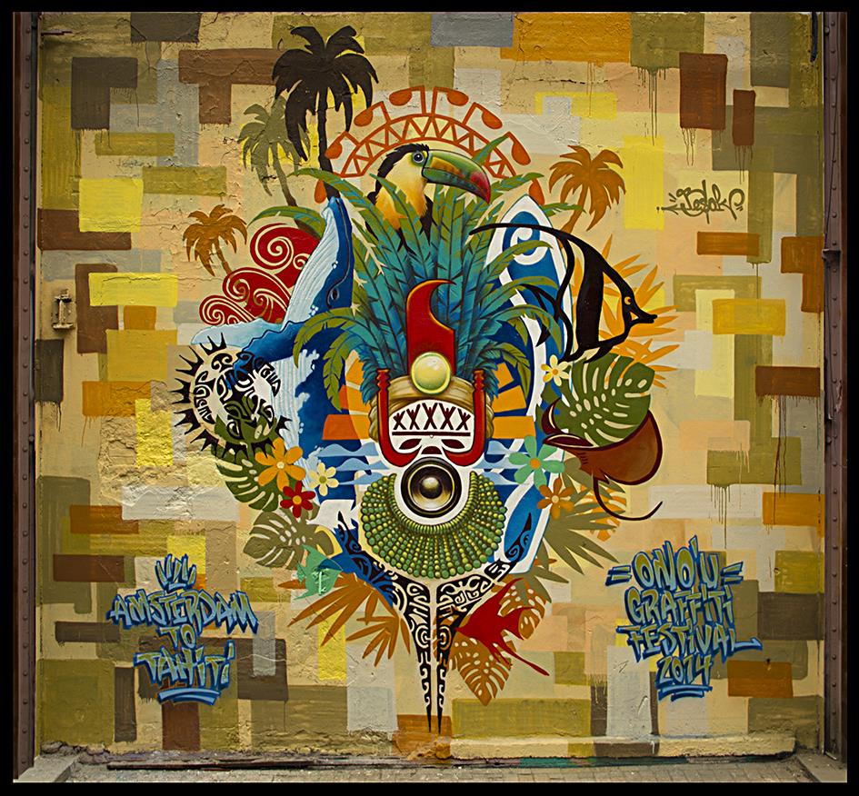 Le graff "Amsterdam to Tahiti" de l'artiste hollandais Besok