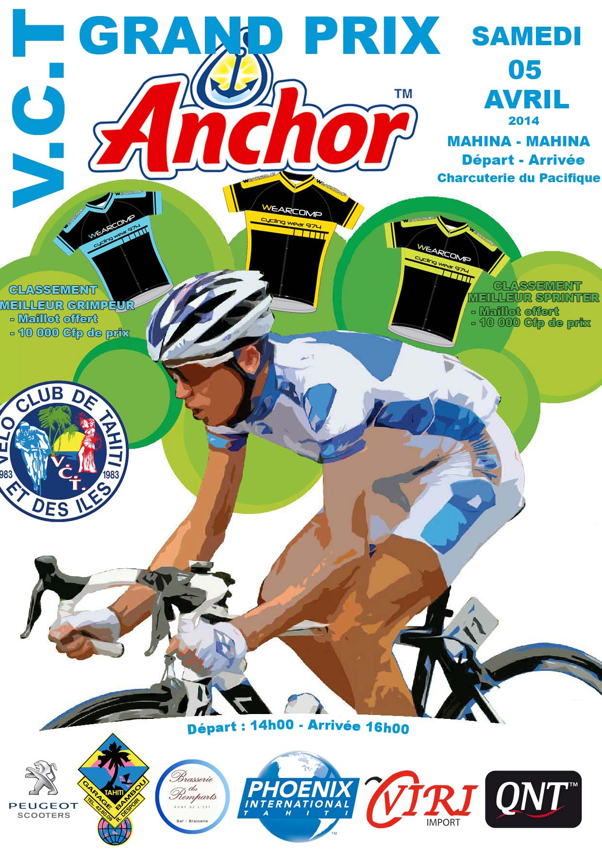 Cyclisme : le grand prix Anchor se déroulera le samedi 5 avril à Mahina